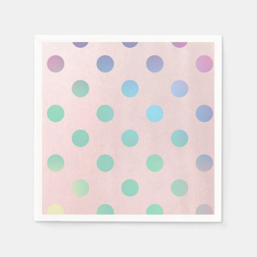 Pink Rainbow Pastel Polka Dots Birthday Party Paper Napkins