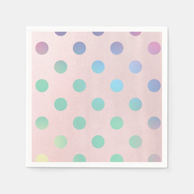 Pink Rainbow Pastel Polka Dots Birthday Party Paper Napkins (Front)