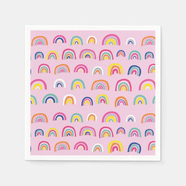 Pink Rainbow Pattern birthday Napkins (Front)