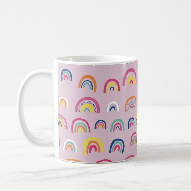 Pink Rainbow Pattern Coffee Mug (Left)