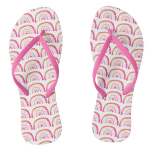 Pink Rainbow Pattern Flip Flops