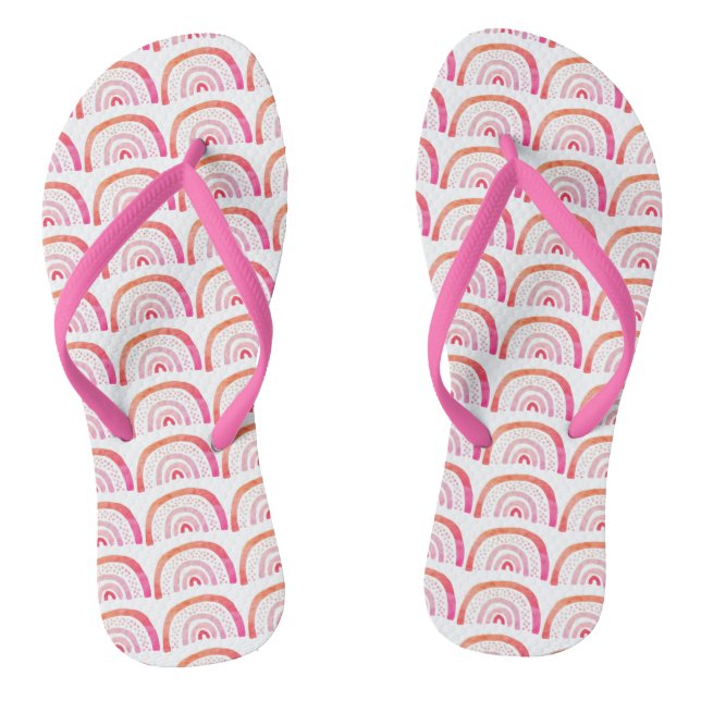 Pink Rainbow Pattern Flip Flops (Footbed)