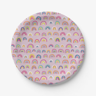 Pink Rainbow pattern Paper Plates