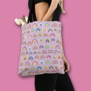 Pink Rainbow Pattern Tote Bag