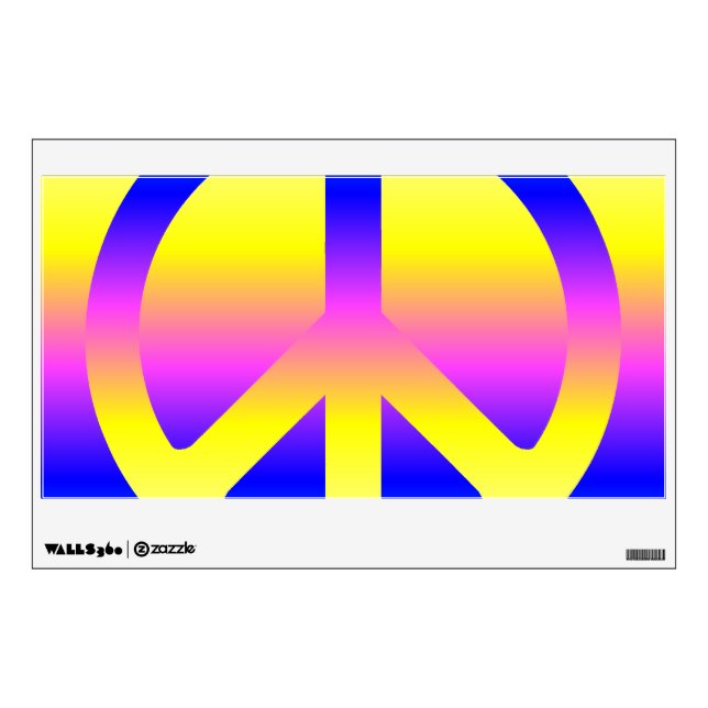 Pink Rainbow Peace Sign Wall Decal (Front)