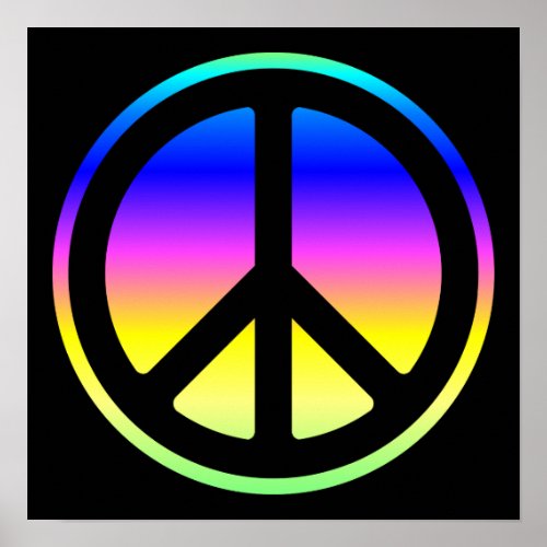 Pink Rainbow Peace Symbol Poster