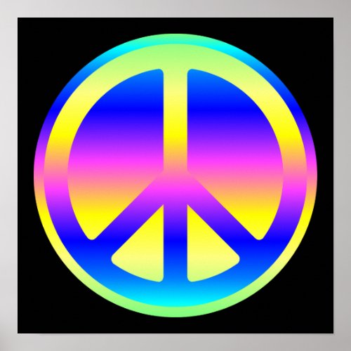 Pink Rainbow Peace Symbol Poster