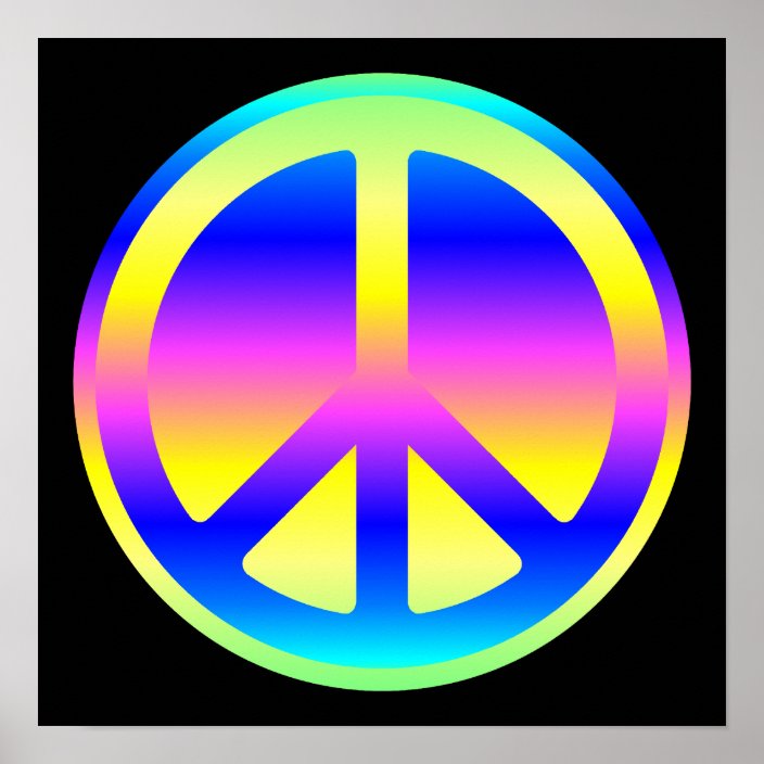 Pink Rainbow Peace Symbol Poster