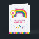 Pink Rainbow Personalized Birthday Card for Kids<br><div class="desc">Perfect for little girls,  this bright rainbow birthday card can be personalized with any name,  age and inside greeting. Matching envelope liners also available in my store.</div>