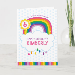 Pink Rainbow Personalized Birthday Card for Kids