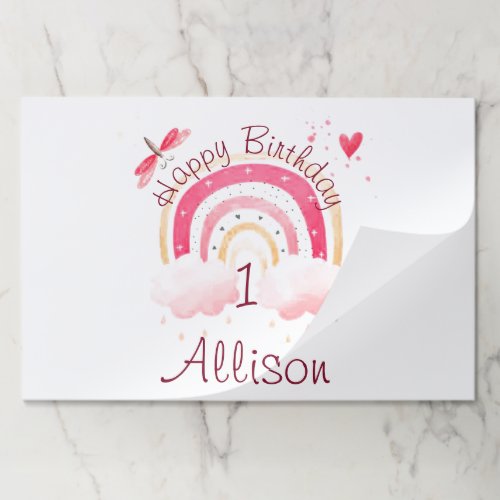 Pink rainbow personalized custom paper placemats