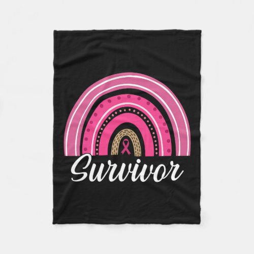 Pink Rainbow Ribbon Survivor Breast Cancer Awarene Fleece Blanket