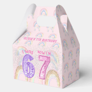 Pink Rainbow Six Seven 67 Birthday Favor Boxes