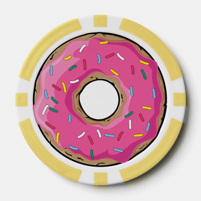 Pink Rainbow Sprinkle Donut Poker Chips (Front)
