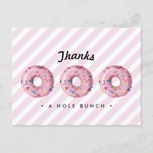 Pink Rainbow Sprinkle Donut Thank You Card - Pink Rainbow Sprinkle Donut Thank You Card