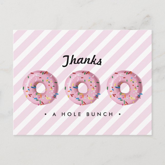 Pink Rainbow Sprinkle Donut Thank You Card (Front)