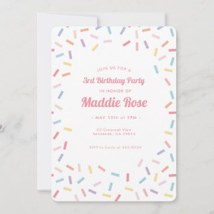 Pink Rainbow Sprinkles Birthday Invitation