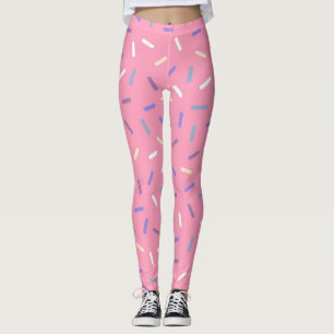 Pink rainbow sprinkles confetti fun colorful  leggings
