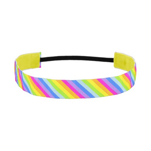 Pink rainbow striped pattern hairband athletic headband