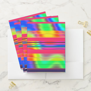 Pink Rainbow Striped Pocket Folder