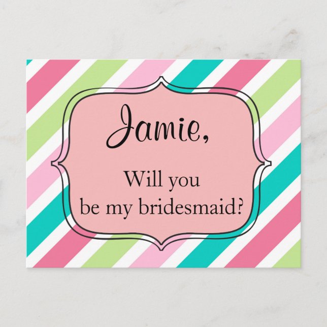 Pink Rainbow Stripes Postcard (Front)