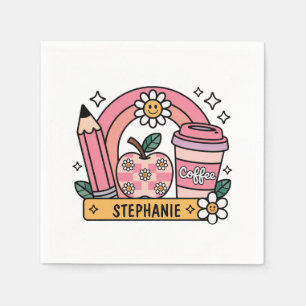 Pink Rainbow Teacher Essentials – Personalized Napkins