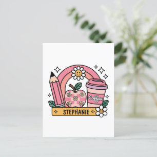 Pink Rainbow Teacher Essentials – Personalized Postcard