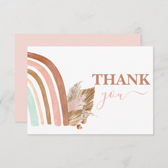 Pink Rainbow thank you Note Card (Front/Back)