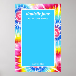 Pink Rainbow Tie Dye Party Sign in Board