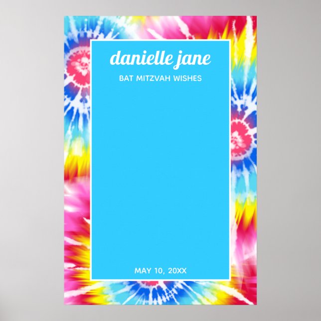Pink Rainbow Tie Dye Party Sign in Board (Front)
