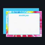 Pink Rainbow Tie Dye Personalized Flat Note Card<br><div class="desc">This trendy thank you note card features a pink rainbow tie dye design.  Add your text using the template form.  Change the font,  layout and colors using the Customize feature.</div>