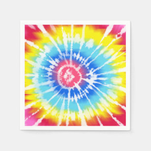 Pink Rainbow Tie Dye Spiral Party Napkins