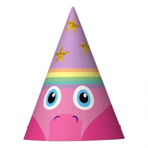 Pink Rainbow Unicorn Face Costume Party Hat