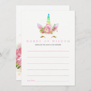 Pink Rainbow Unicorn Girl Baby Shower Mom Advice Invitation