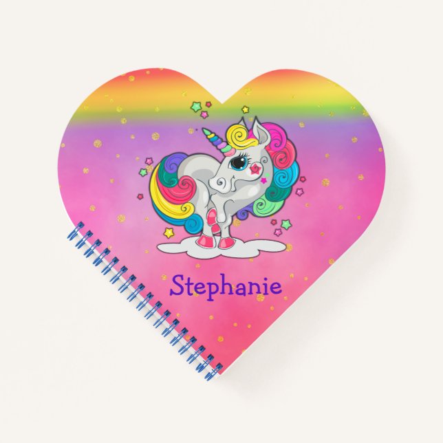 Pink Rainbow Unicorn Notebook (Front)