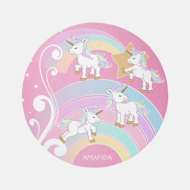Pink Rainbow Unicorn Rug (Front)