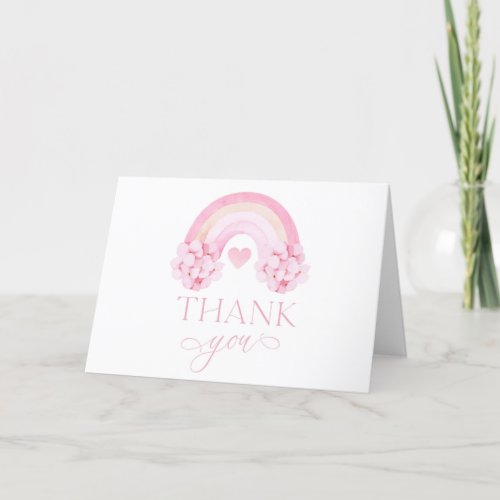 Pink Rainbow Valentines Thank You Card