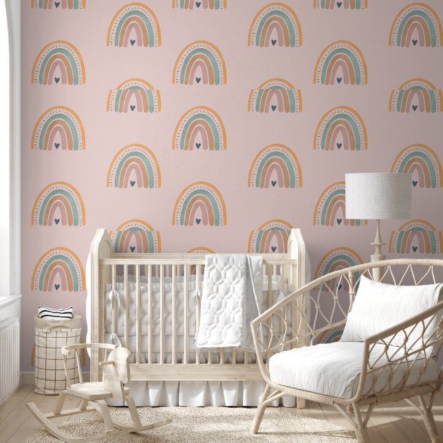 Pink rainbow wall paper (Kids)