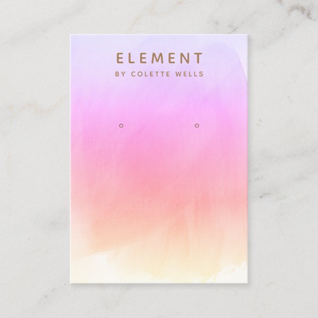 Pink Rainbow Watercolor Earring Display  Business Card (Front)