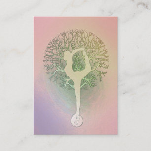 Pink Rainbow Yoga Tree Business Card