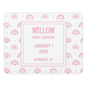 Pink Rainbows and Flowers Personalized Crib or Door Sign