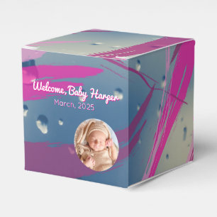 Pink Raindrop Brushstroke Candy Favor Box