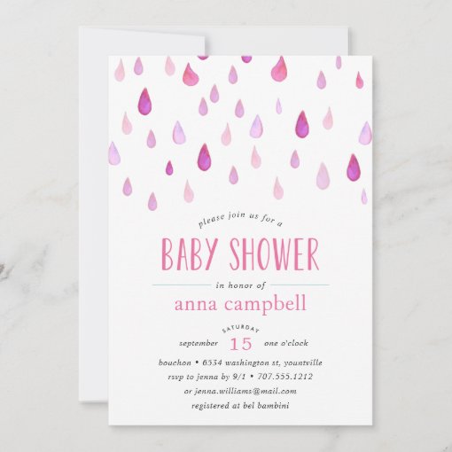 Pink Raindrops | Baby Shower Invitation | Zazzle