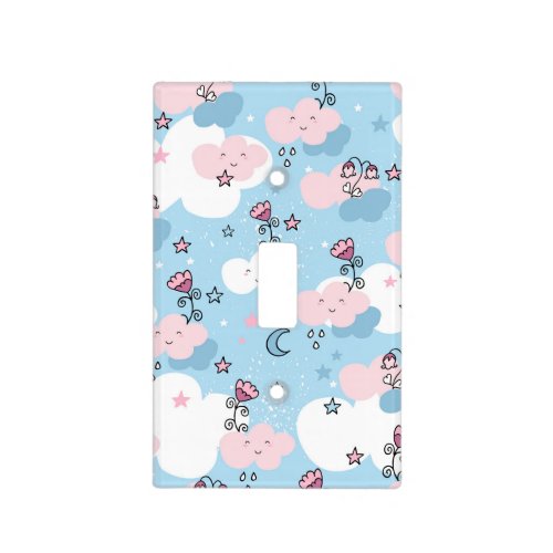 Pink Rainy Clouds Nursery  Light Switch Cover