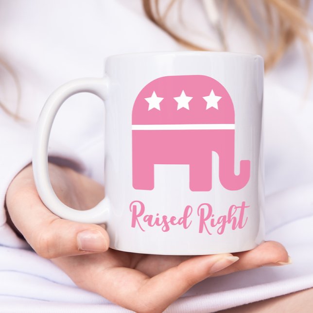 Pink Raised Right Republican Coffee Mug (Pink Raised Right Republican GOP Mug for Her)