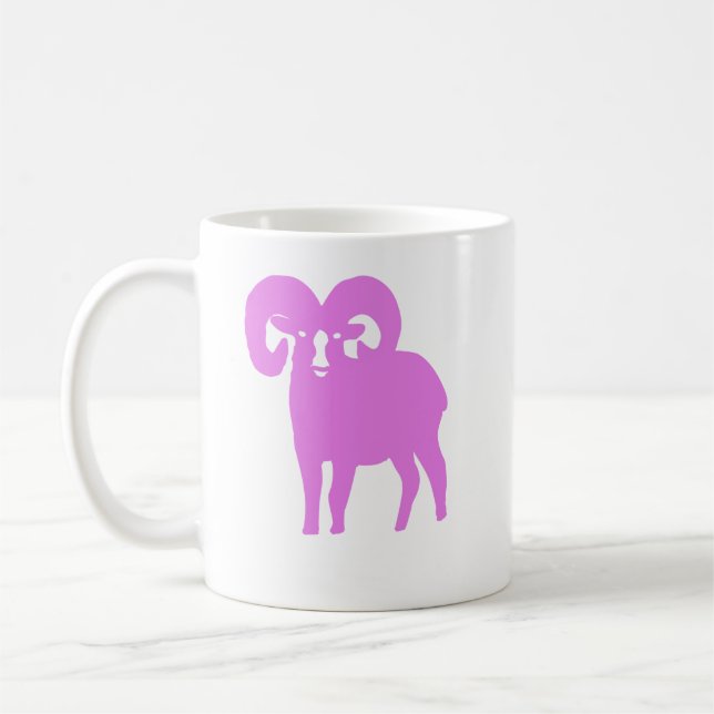 Pink Ram Silhouette Aries Coffee Mug (Left)