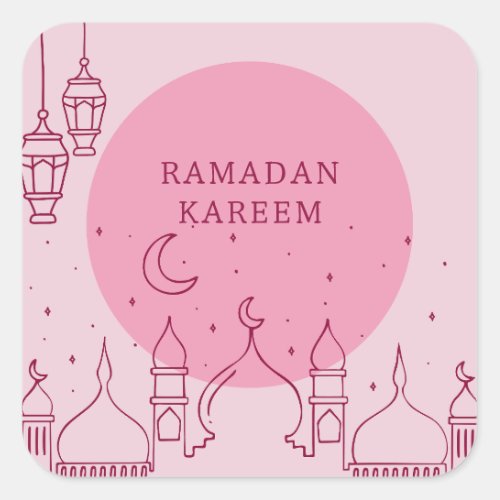 Pink Ramadan Kareem holiday Square Sticker