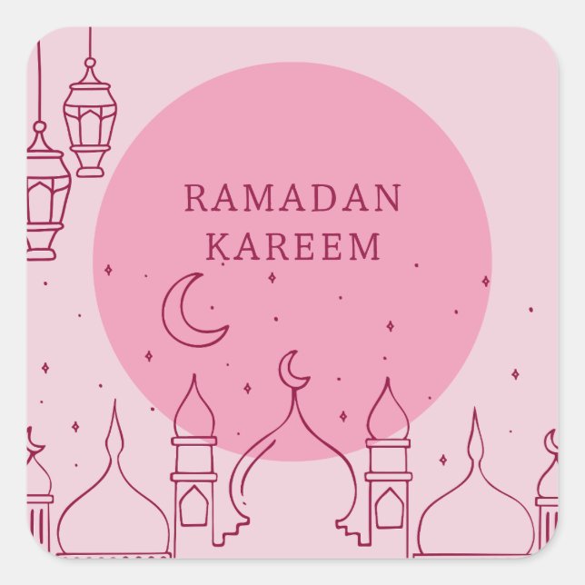Pink Ramadan Kareem holiday Square Sticker (Front)