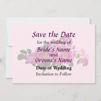 Pink Rambler Rose Save the Date