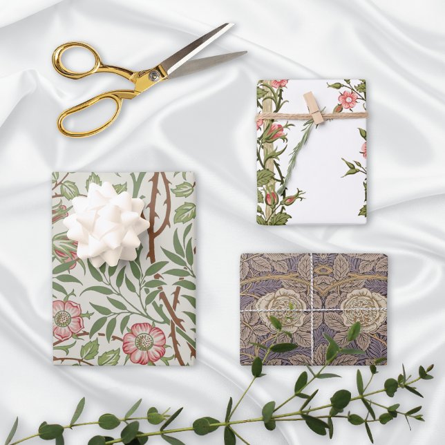 Pink Rambling Rose Vines Wrapping Paper Sheets (Creator Uploaded)